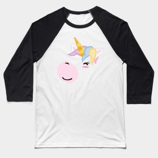 Kawaii Cute Unicorn Smiling Face Lover Baseball T-Shirt